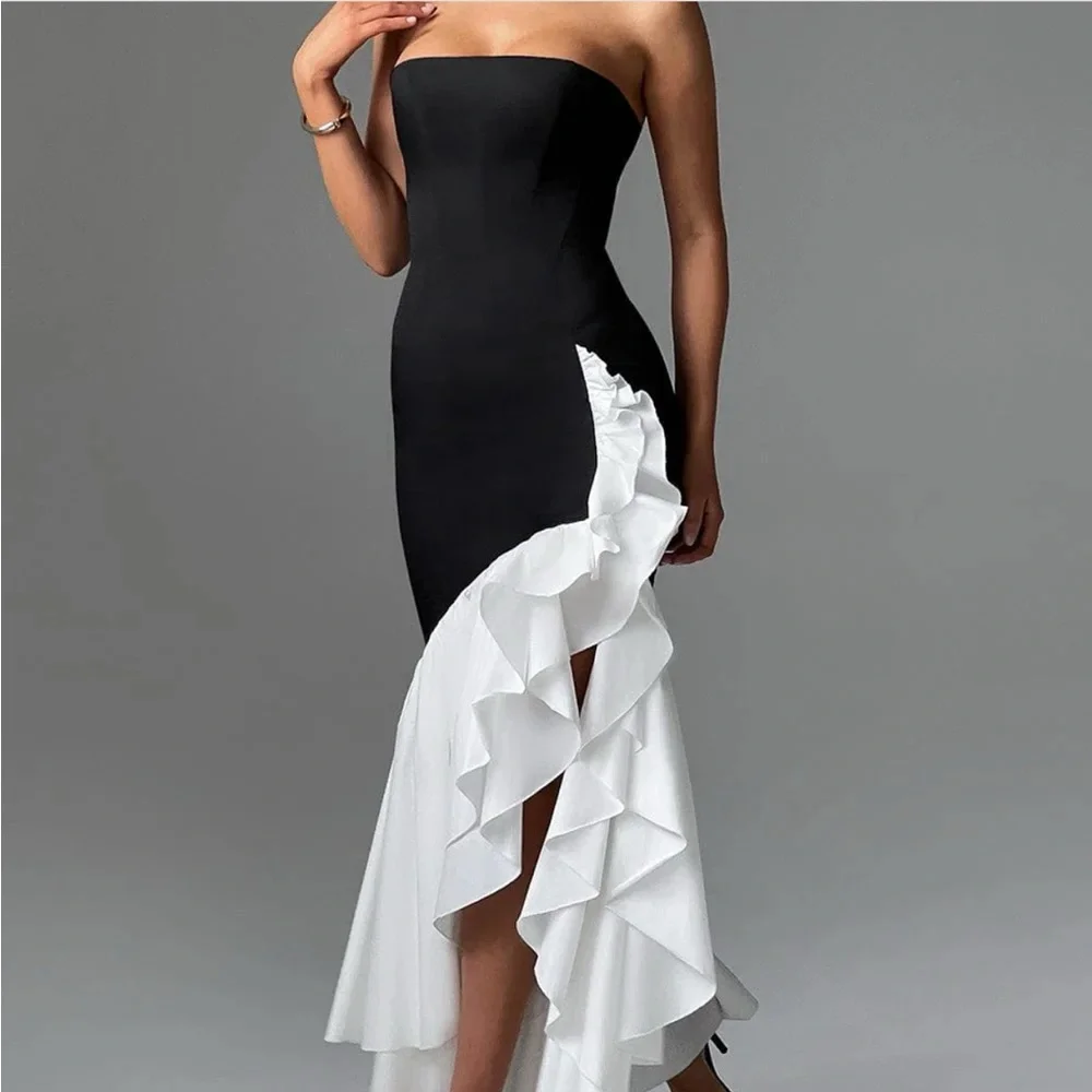 Elegant Strapless Black and White Maxi Dress - Picture 1 of 2